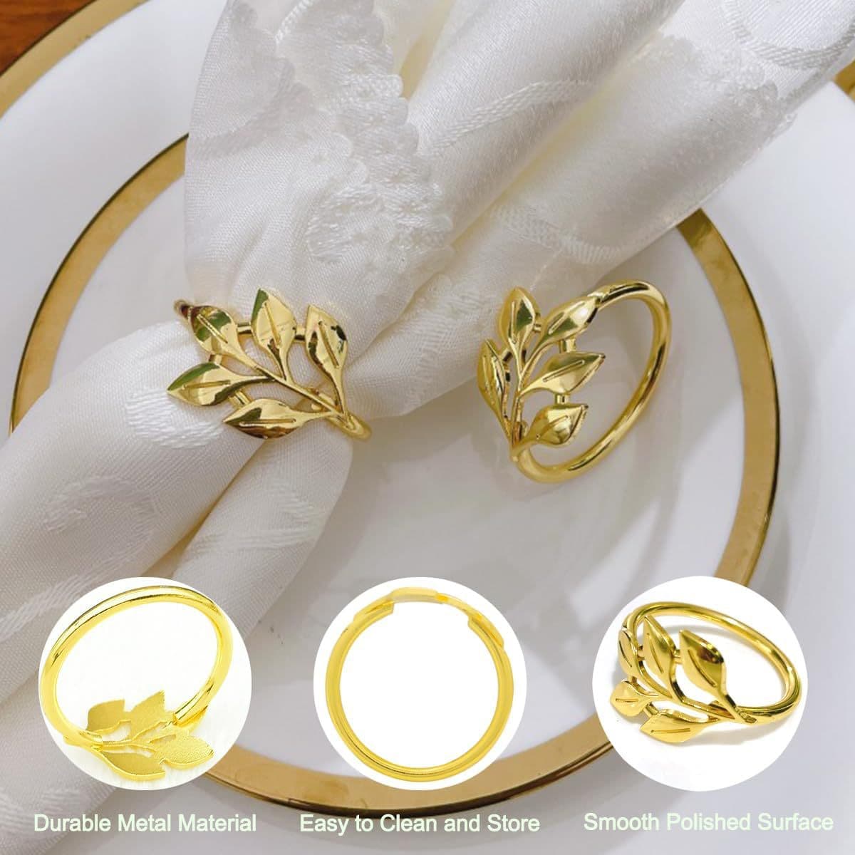 Cross-border gold leaf napkin ring willow leaf napkin clip metal ring hotel table setting