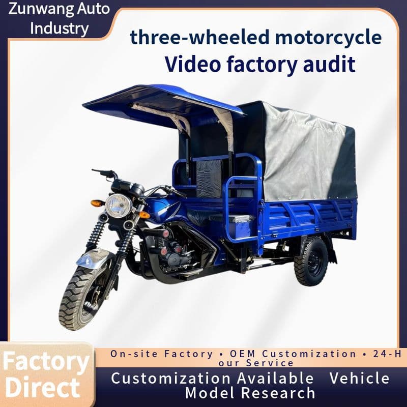 Hot-Selling in Africa, the Three-Wheeler with Rear Canopy Is Used for Household Transportation, Short-Distance Intra-City Delivery, Cargo Hauling, and Passenger Transport, and Is Exported by the Manufacturer