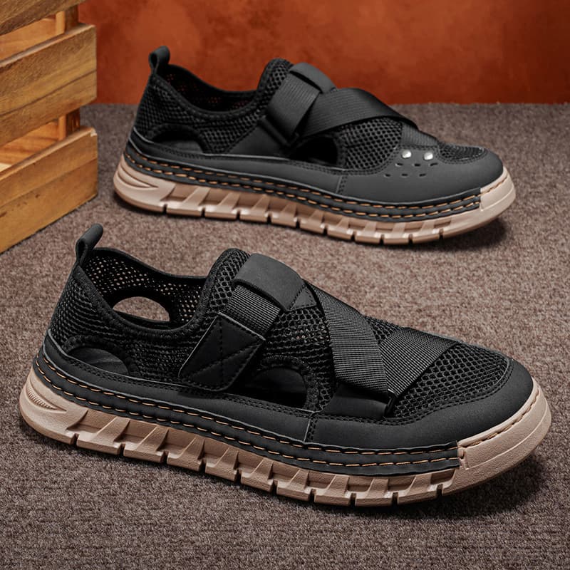 Men's Summer Outdoor Casual Closed-Toe Sandals, Sports Driving Shoes, Water Wading Creek Beach Shoes