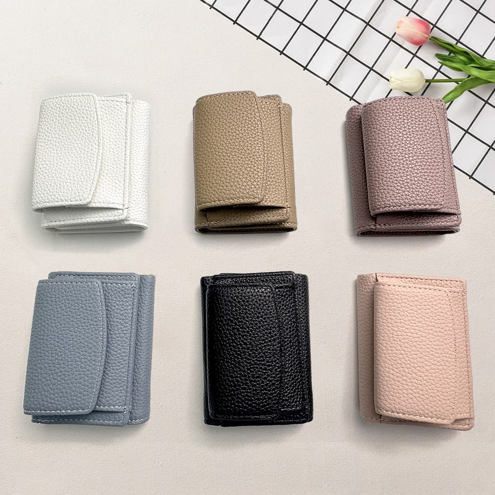 Cross-border New Women's Wallet Fashion Short Solid Color Mini Portable Access Card Case Passport Certificate Coin Purse for Women