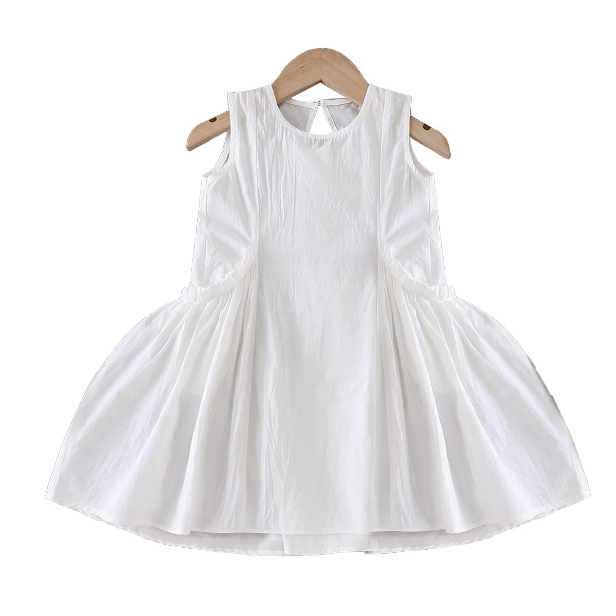 2026 New Style Girls' Sleeveless Summer Dress, Pure Cotton White Tank Dress, Full Skirt for Toddler & Young Girls
