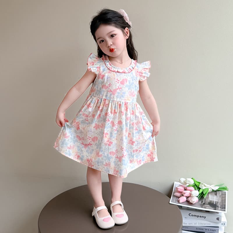 Children's clothing summer girls' dress Korean style baby girl small fresh skirt flying sleeve summer short-sleeved cotton skirt wholesale