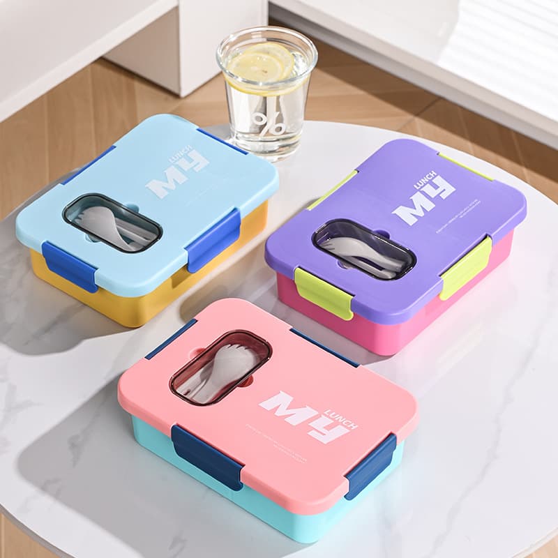 Cross-border simple student lunch box with microwaveable lunch box for office workers with salad box cutlery