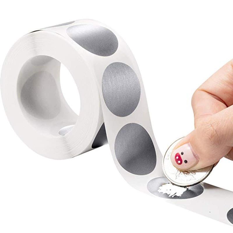 Amazon's hottest wholesale roll-packed scratch-off silver self-adhesive sticker labels 300 pieces/roll