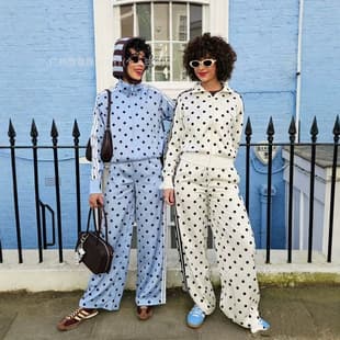 American Retro Polka Dot Sportswear Set for Women, Slimming Loose Cardigan Sweatshirt and Jogger Pants Two-Piece Set for Spring and Autumn