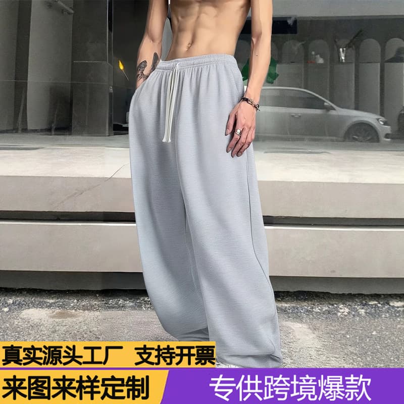 AliExpress Cross-border EU Size Black Straight-leg Slit Sweatpants Foreign Trade Europe and America Men's Basic Sports Trousers