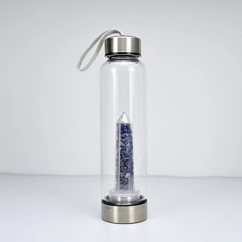 Factory Wholesale Glass Cup with Natural Crystal Gravel Purification and Demagnetization Crystal Column Gemstone Crystal Energy Drinking Cup