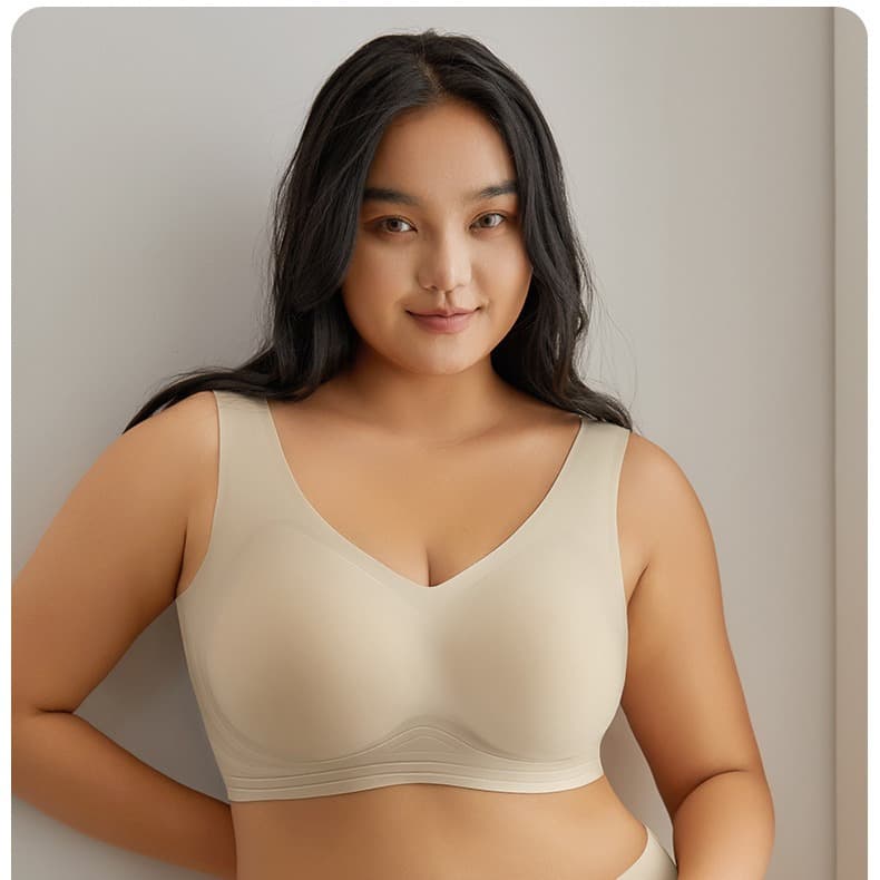 Cross-border seamless plus-size underwear set for summer, thin and flattering for larger busts, comfortable wire-free sports vest.