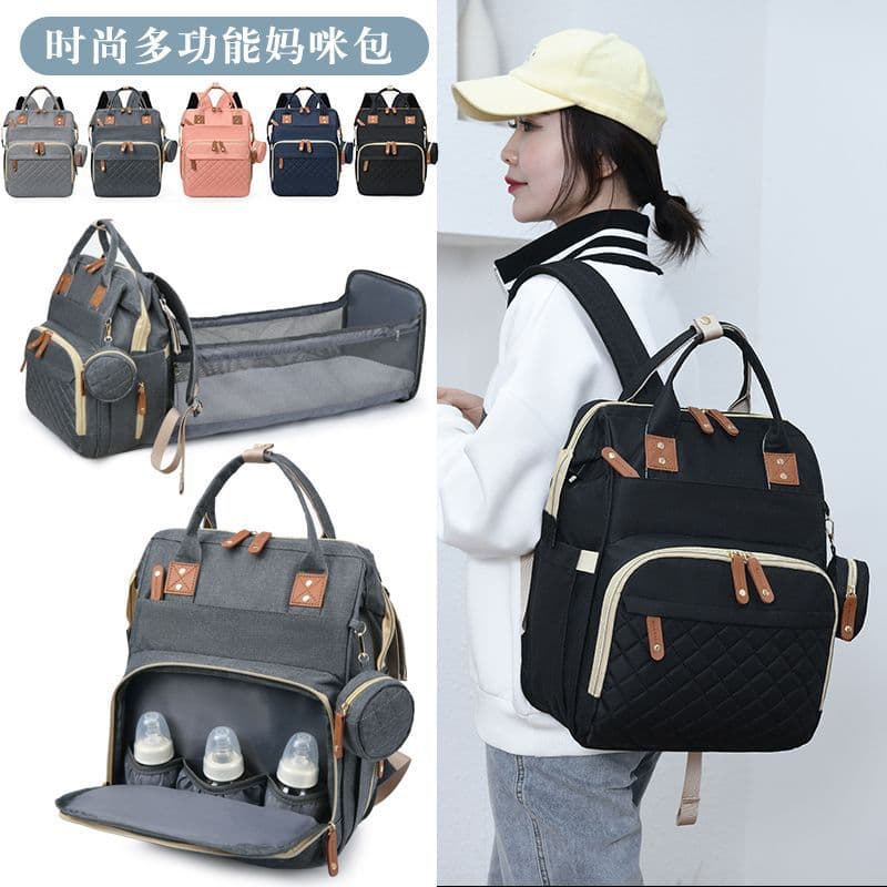Cross-border Supply Mom Bag Large Capacity Lightweight Baby Bed Bag Hanging Stroller Multifunctional Handheld Backpack Storage