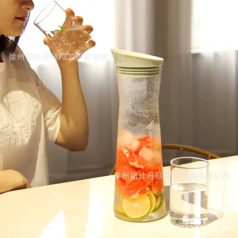 Amazon high borosilicate glass cold kettle shark fin lid cup high temperature resistant juice pot cold kettle refrigerated bottle