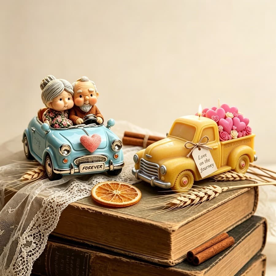 Retro car couple double silicone mold car storage ornaments resin DIY hand-poured two pieces