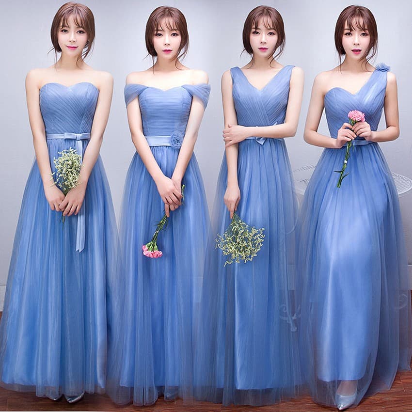 New Style Bridesmaid Dress, Slim-Fit Hostess Gown, Evening Dress, Off-Shoulder Long Performance Dress, Sister Group Dress, Bridesmaid Group, Artistic Retro