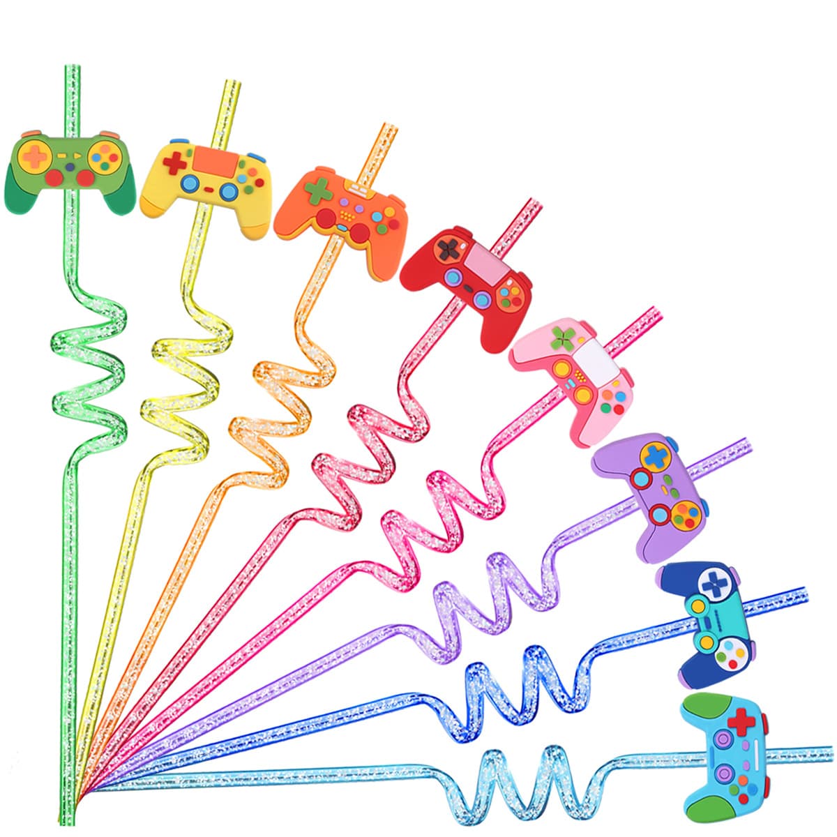 Game PVC Handle Series Fine Glitter Straw Accessories Party Supplies Drink Spiral Straw USA Children Amazon