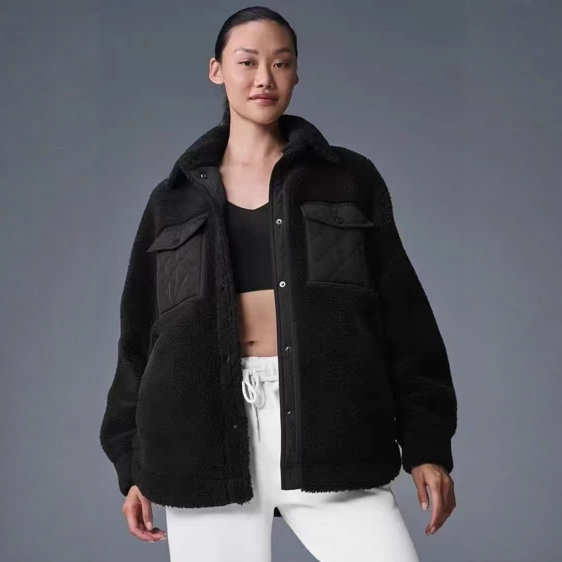 ALO 2025 New Arrival Autumn/Winter Mid-length Versatile Minimalist Fashionable Warm Shearling Jacket for Women