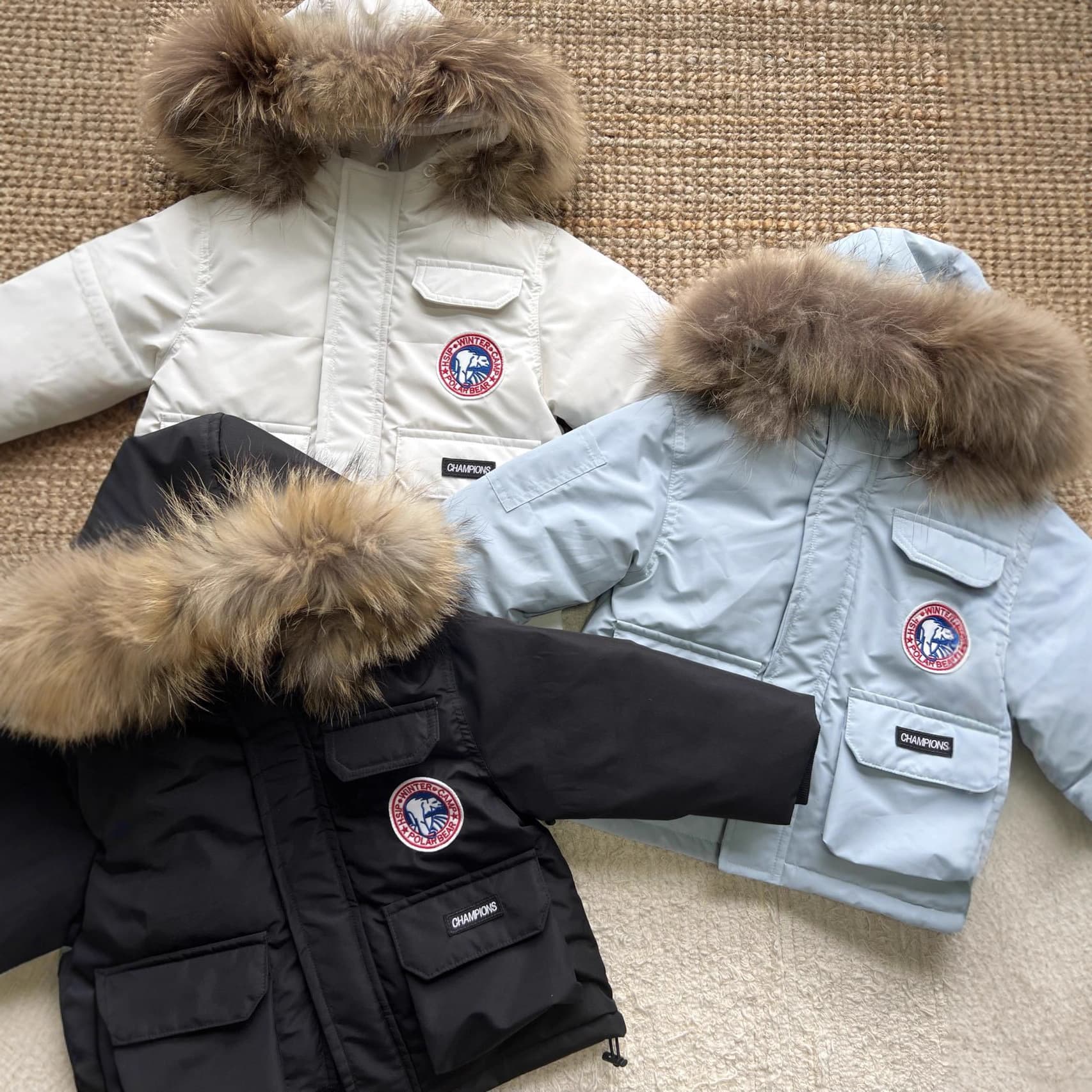 Parker Kids Down Jacket Winter Warmth for Toddlers with Large Fur Hood Solid Color Baby Coat Boys Girls Winter