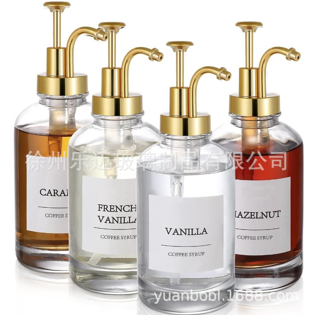 Amazon 500ml Crystal White Glass Bottle 16.9oz Coffee Syrup Dispenser Lotion Dispenser Soap Dispenser