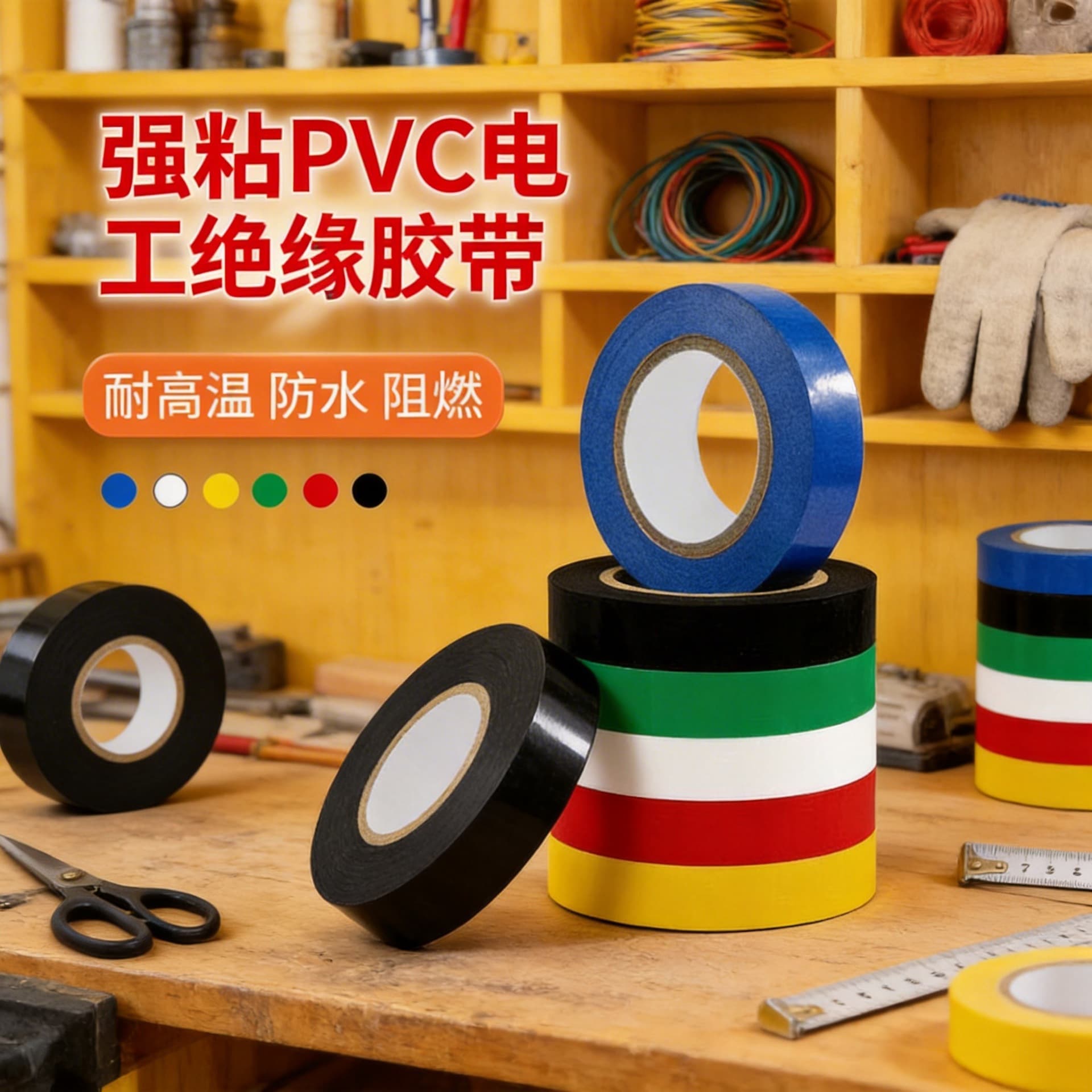 PVC electrical insulating tape flame retardant black tape electrical wire bundling high voltage waterproof self-adhesive electrical tape