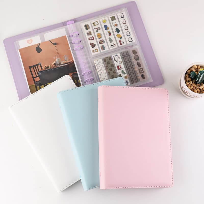 Simple healing leather sticker storage book A5 loose-leaf Japanese sticker handbook storage album photo album 3 inches 5 inches