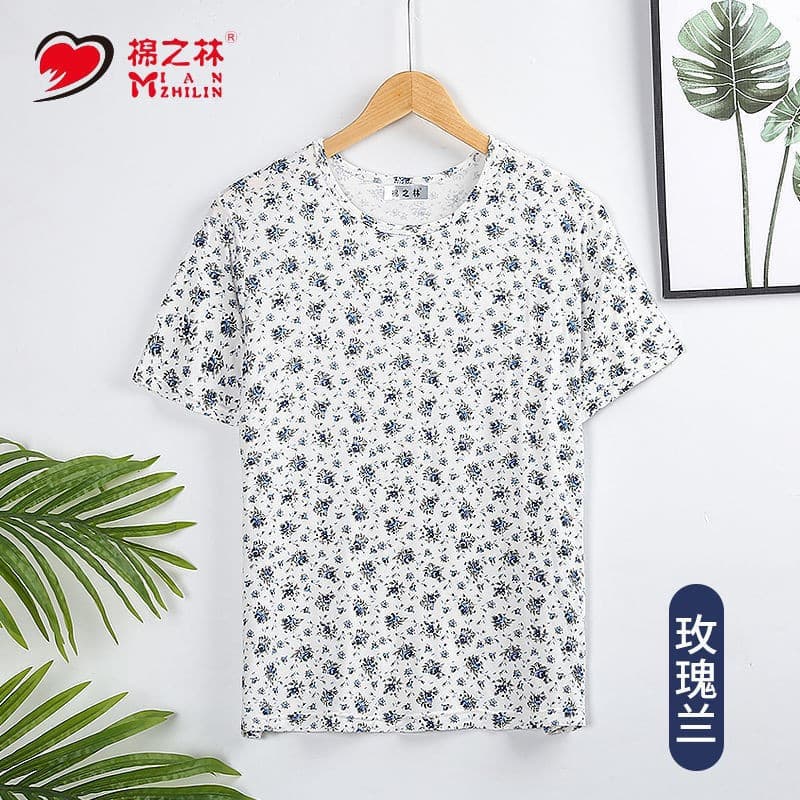 Elderly short-sleeved vest women's round neck underwear bottoming shirt old lady undershirt cotton modal thin half-sleeved top