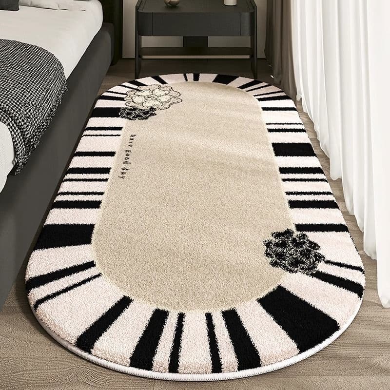 French-Inspired Stain-Resistant Thick Non-Slip Mat, Winter Oval Plush Bedside Luxury Blanket, Faux Cashmere Small Fragrance Style