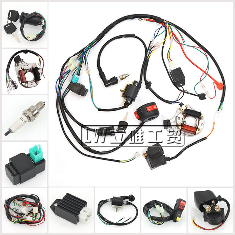 Complete Set 50 70 90 110cc ATV Quad Bike Off-Road Motorcycle Accessories Wire Harness CDI Ignition Coil Electrical Kit