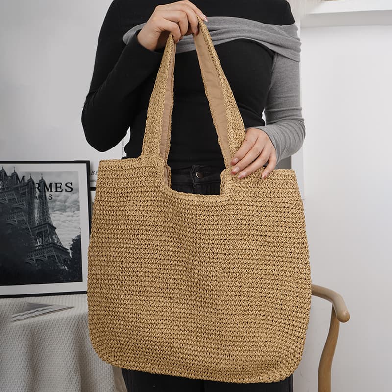 2026 New Straw Woven Tote Bag for Women, Large Capacity Woven Shoulder Bag, Beach Simple Straw Tote Bag