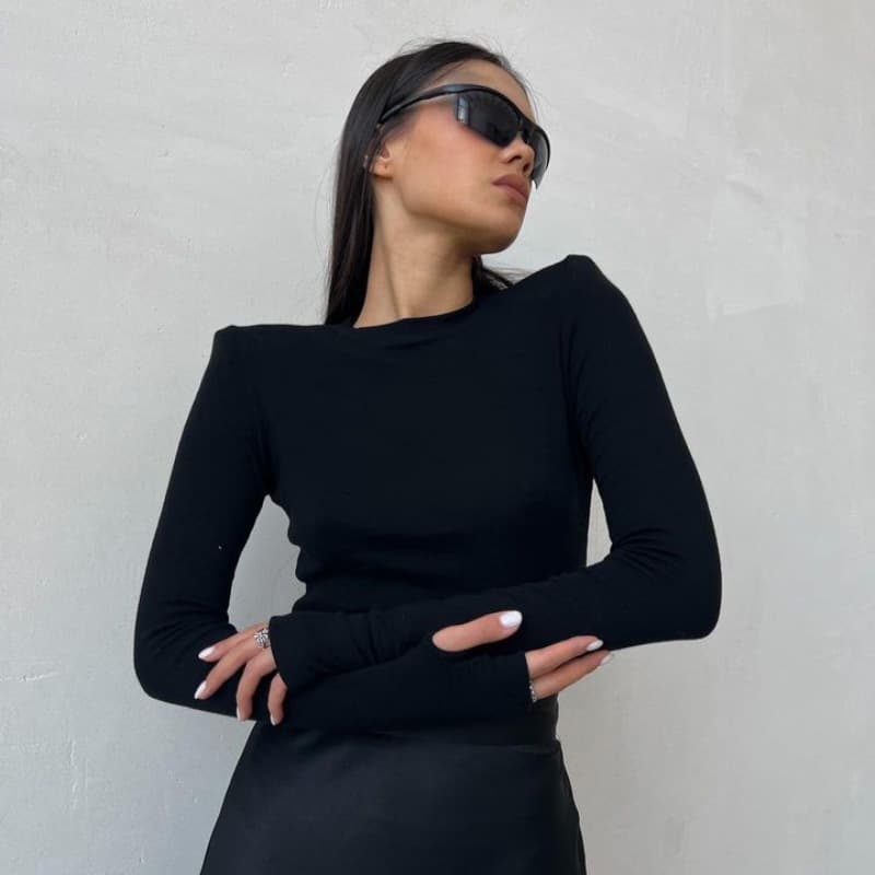 Women's Casual Long Sleeve T-shirt Solid Colors Slim Fit Pullover Shirt Crew Neck Top For Spring Autumn
