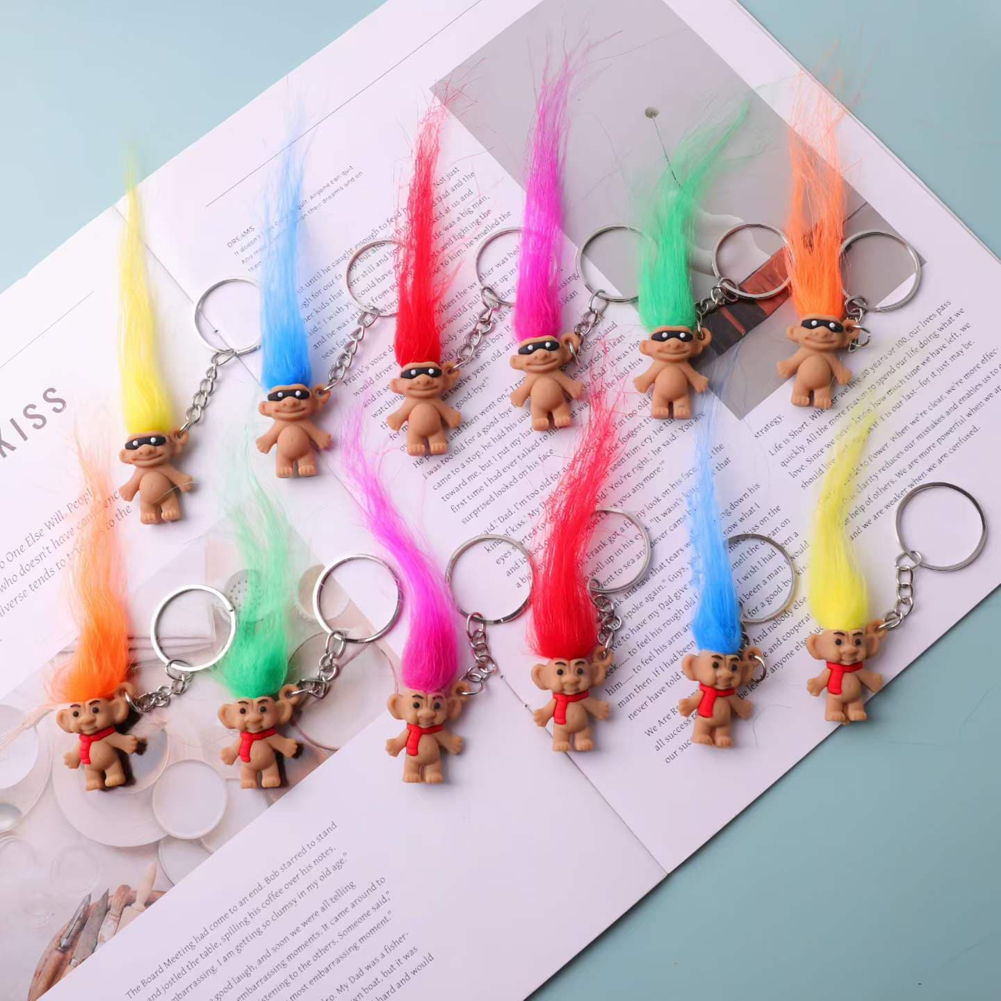 3D Funny Troll Doll Ugly Baby Retro Epoxy Doll Indian Hairy Child Keychain Blind Box Gacha Toy