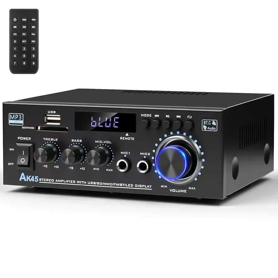 AK-45 Bluetooth Digital Amplifier with Bluetooth, Card Reader, and Radio Functions for Home and Car Use - Manufacturer Wholesale