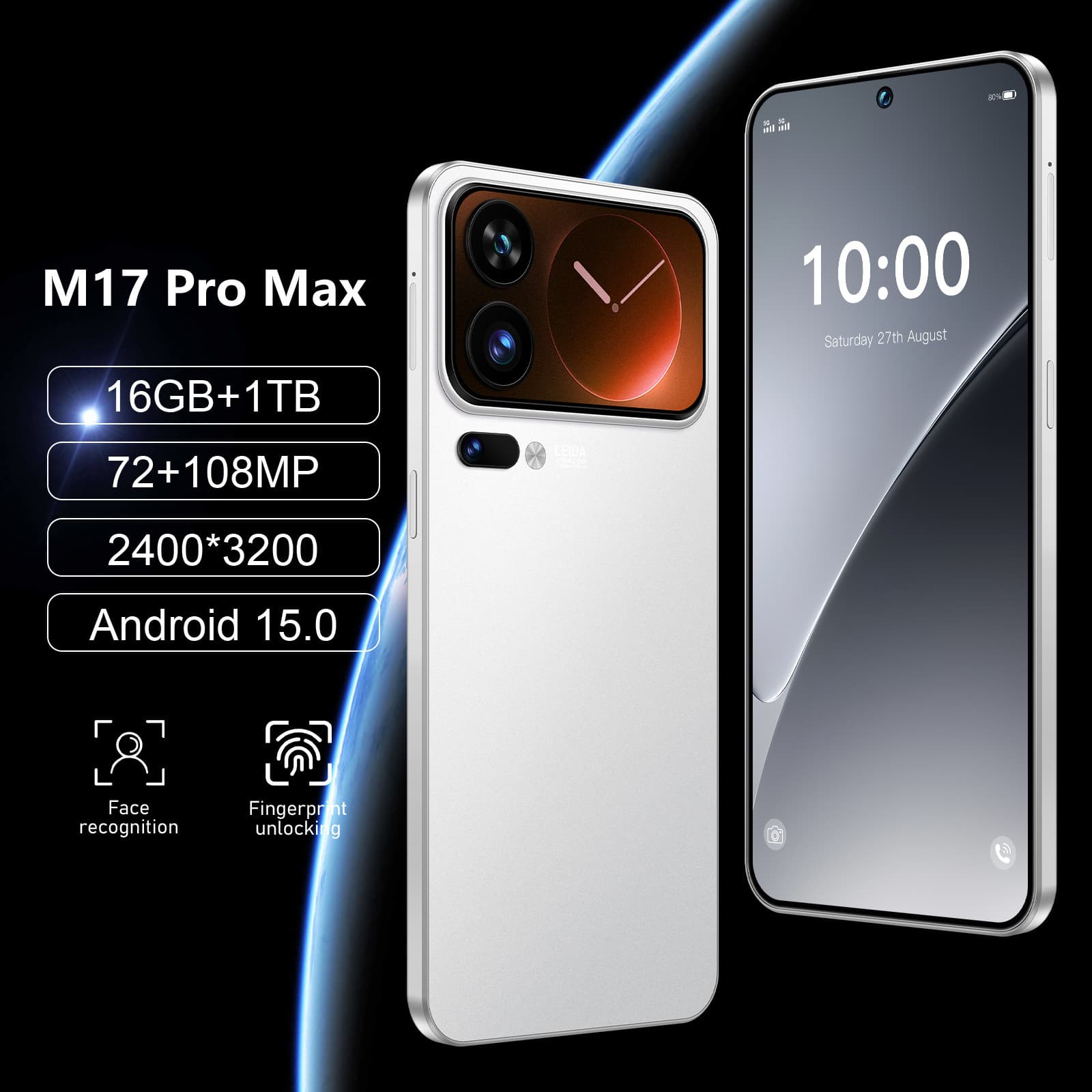 New M17 Pro Max Smartphone 16+1TB Large Memory 5G Supports TK/TM Dropshipping Wholesale Available