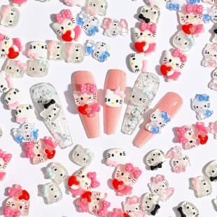 New Resin Sweet and Cute Cartoon Nail Art Charms, Hello Kitty, Ice Transparent Nail Decorations, Wholesale Rhinestones