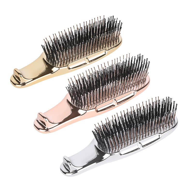 Cross-border Zeus Electroplated Meridian Massage Comb, Fluffy Styling Home Hair Comb, Lightweight Soft Pins, Scalp Cleansing