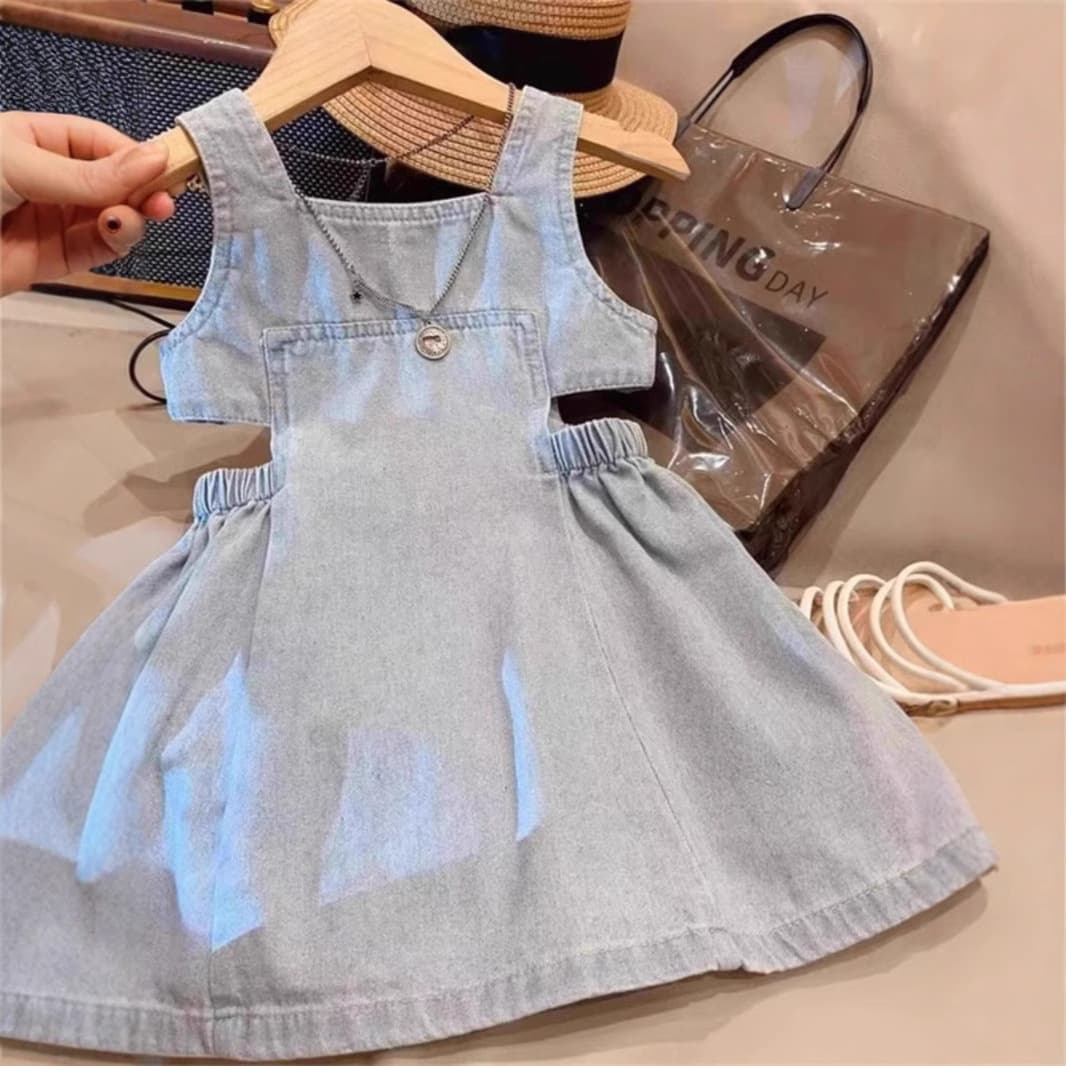 Female Baby's Korean-style dress Strand Dress Summer 2025 New Girl Stylish Fashionable Thin Denim Dress Trendy