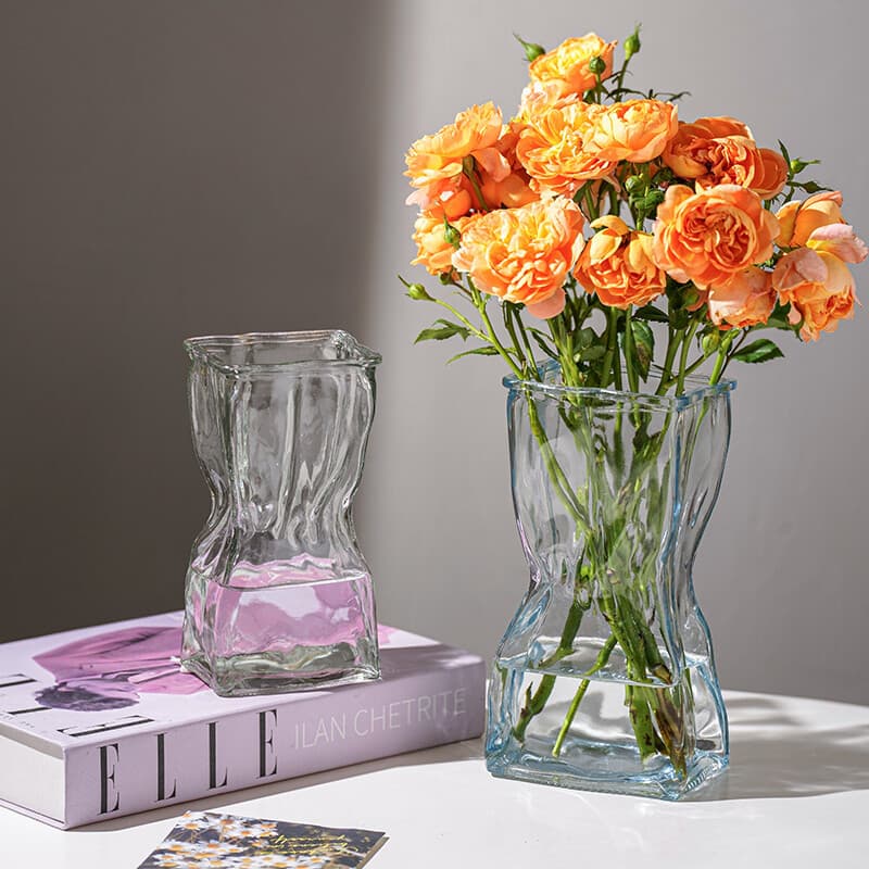 Ins style glass vase simple transparent hydroponic vase Nordic home flower arrangement small vase living room decoration ornaments