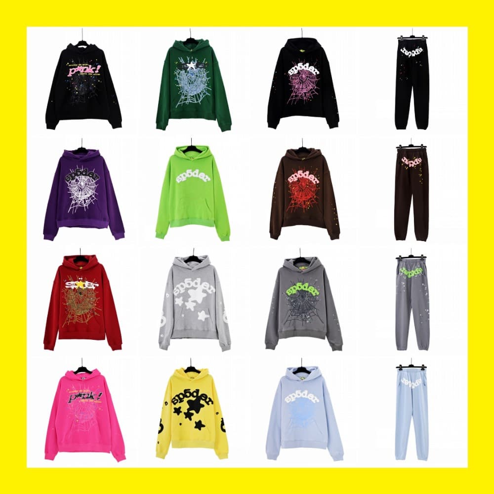 Sp5der Hip-Hop Artist Young Thug Same Style Foam Letter 555555 Couple Hoodie Pink Sweatshirt