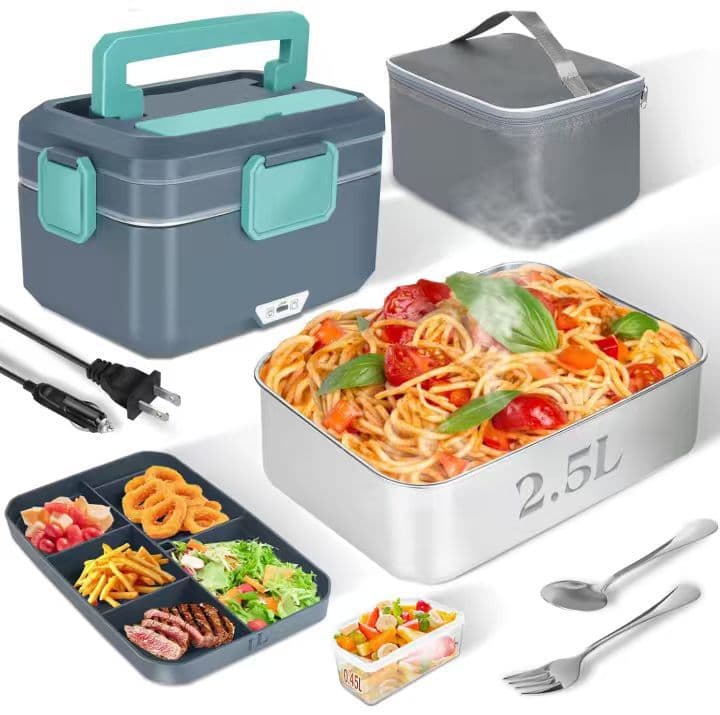 Cross-border electric lunch box, dual-use electric lunch box for home and car, water-free, heat-insulating, and heating lunch box for students.