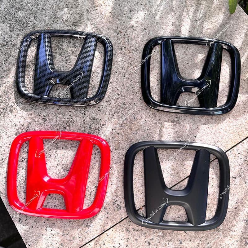 Compatible with Honda emblem covers, Civic, Integra, Fit, UCXRV, Breeze Accord, H steering wheel, front and rear red and black Jinbo (Brocade Colors).