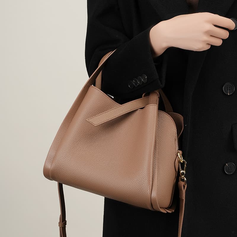 Genuine Leather Handbag for Women 2026 New Style Basket Bag Gift for Mom Elegant Crossbody Bag Cowhide Bucket Bag