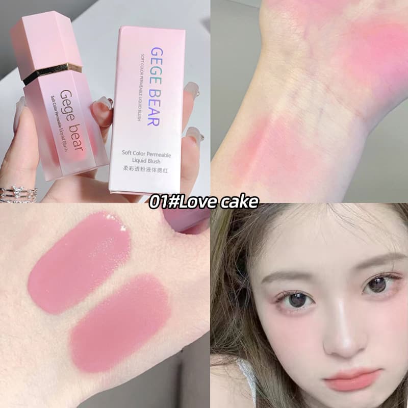 Gegebear Soft Color Liquid Blush Natural Highlighter Matte Base Brightening Contouring Purple Blue Peach Blush