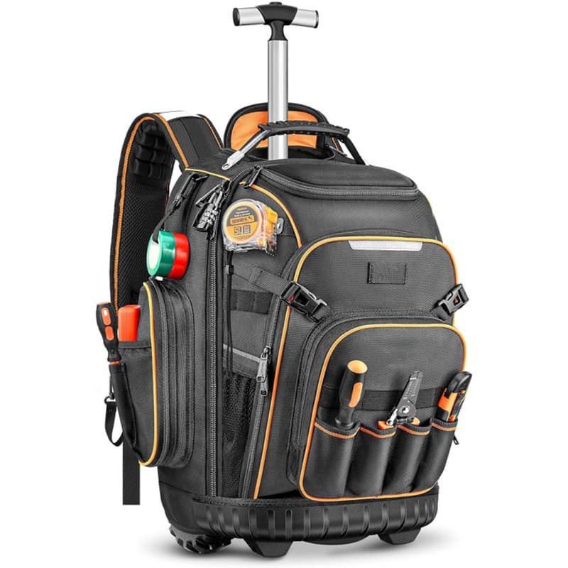 In Stock Cross-border Amazon New Rolling Tool Backpack Heavy Duty Rolling Tool Backpack with Wheels Tool Bag
