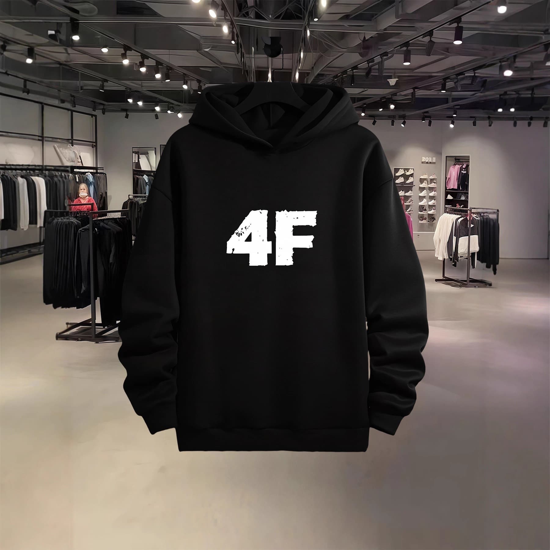 250g Cross-border Foreign Trade New Minimalist Innovative Print Unisex New Trendy Premium Stitched Hooded Casual