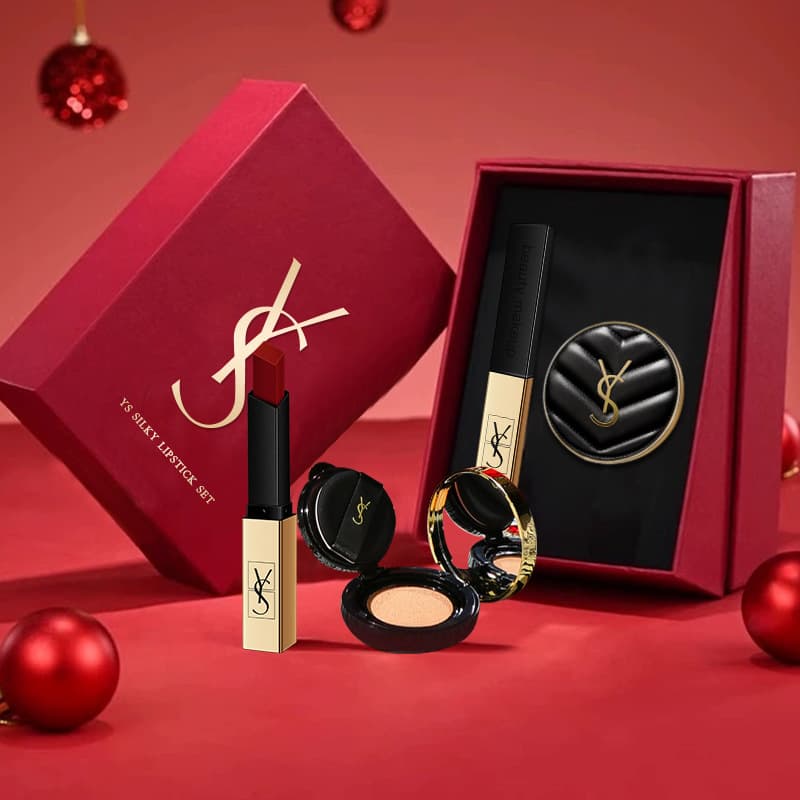YS Lipstick and Cushion Two-Piece Gift Set Exquisite Gift Box for Qixi Valentine's Day Birthday Gift for Best Friend Girlfriend