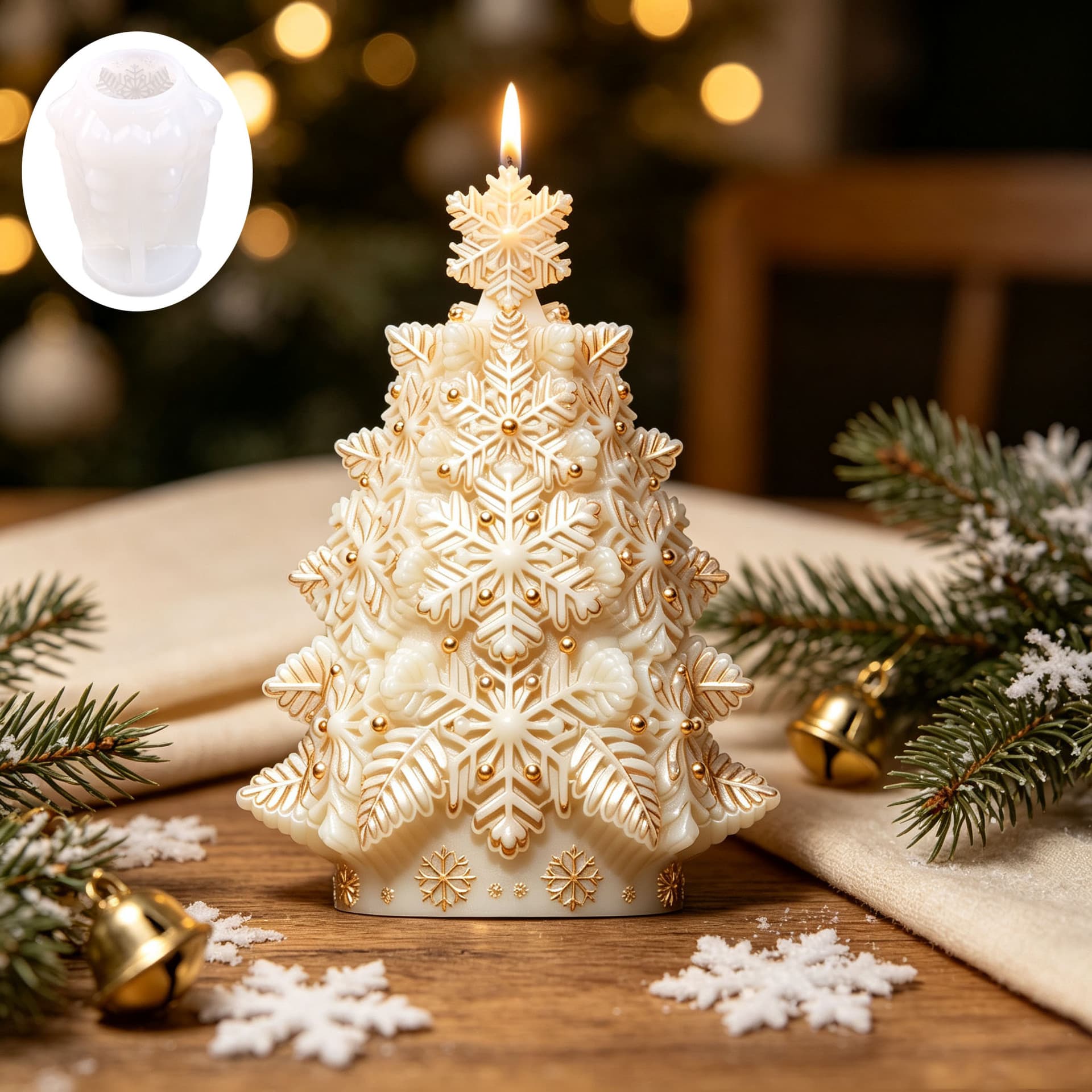 Christmas Tree Snowflake Relief Silicone Mold Creative Christmas Decoration Ornament Making Tool