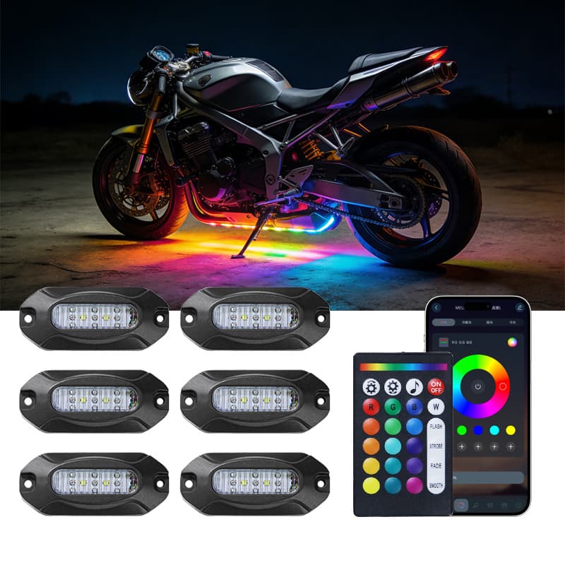 Cross-border hot selling motorcycle chassis light led colorful modified rgb atmosphere light sound controlled music car bottom decorative light