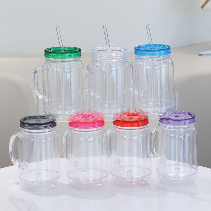 New Mason Cup 22oz Plastic Cup with Lid Adult Straw Cup Creative DIY Filled Liquid Chicken Cup Wholesale