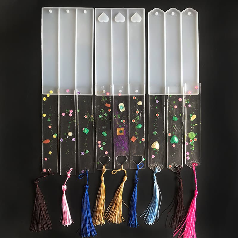 Epoxy Resin Rectangular Love Pattern Bookmark Mold, Full Sheet Rectangular Blank Bookmark Hanging Tag Silicone Mold