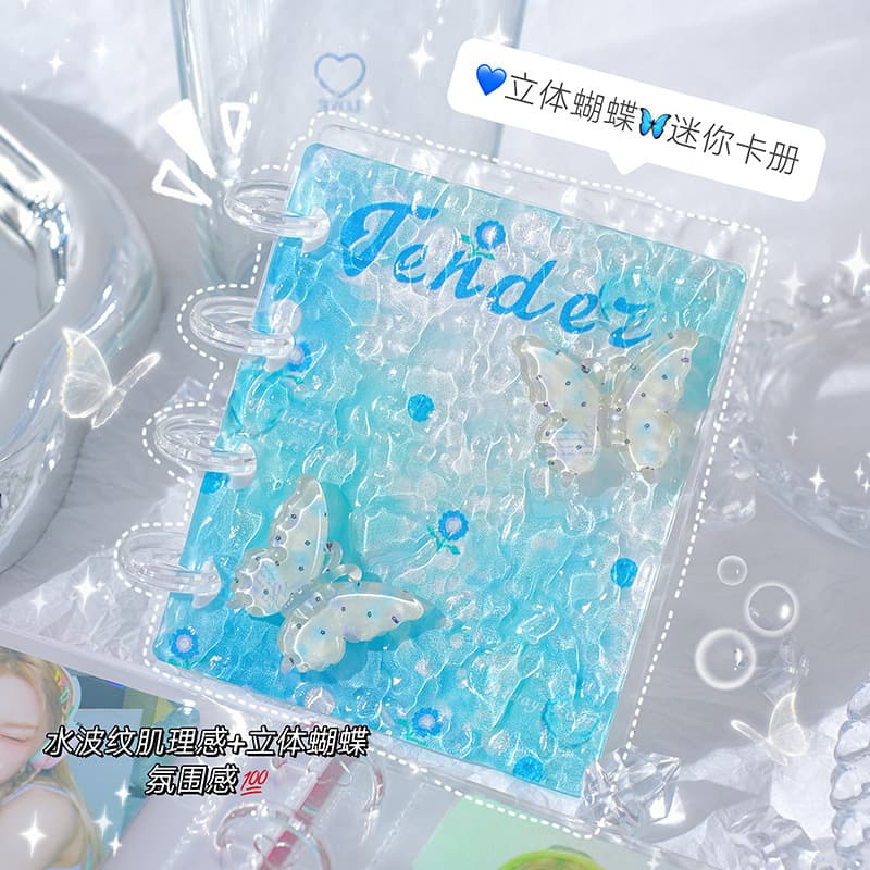 Three-dimensional butterfly aqua acrylic one-square grid 3-inch card book Polaroid photo loose-leaf star chasing photo card storage book