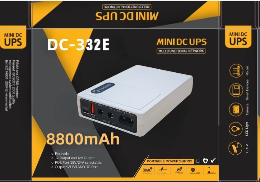 Large Capacity Mini Ups Uninterruptible Power Supply Router Onu Monitoring Backup Poe Dc Mini Ups Power Supply