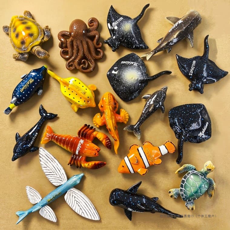 Maldives Travel Souvenir 3D Underwater Animal World Series Decorative Magnet Fridge Sticker Gift