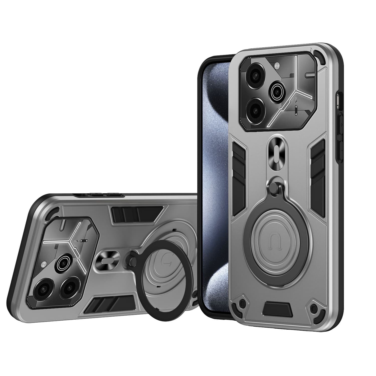 Foreign trade applicable TECNO INFINIX case360 rotation damping bracket e-sports cooling tough guy protective cover